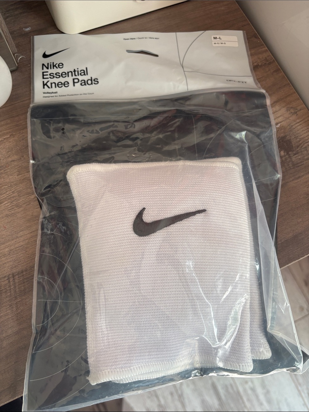 Nike White Knee Pads with Black Swoosh